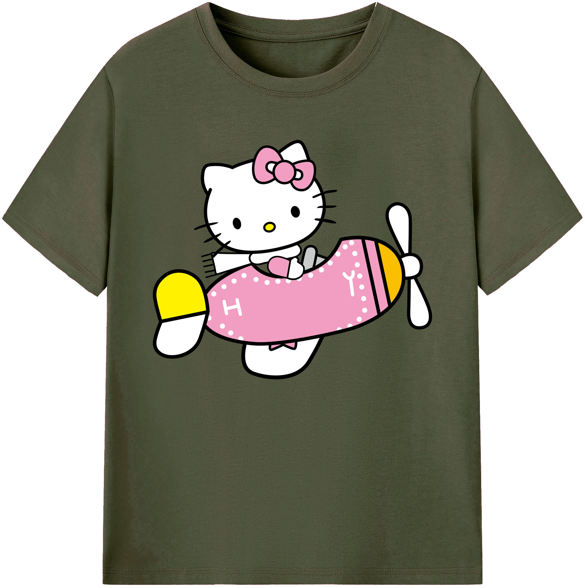 （画像用） Hello Kitty ハローキティ 綿100％ メンズ半袖Tシャツ｜肌触りやわらか＆通気性